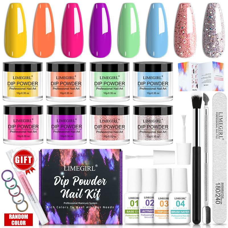 Cross-border hot selling nail art dip powder set Dip Powder Nail Kit Nail glitter color box set