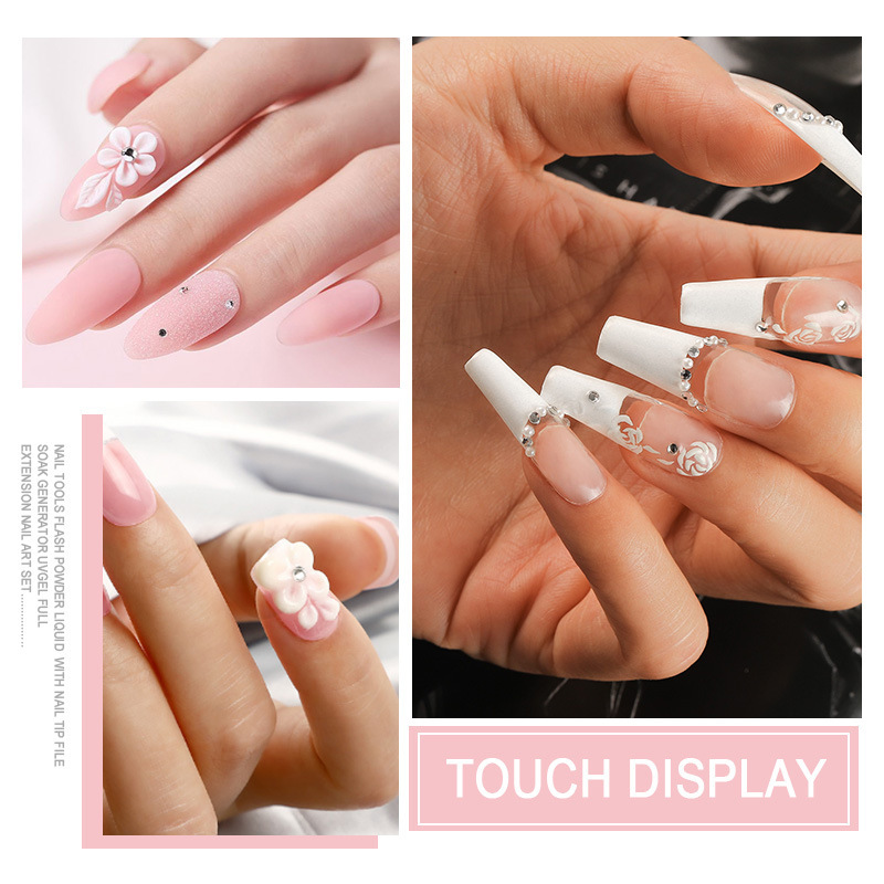 Manicure crystal powder set crystal nail extension three-dimensional shape carved powder brush paper holder handmade
