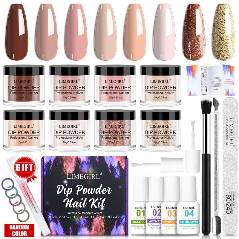 Cross-border hot selling nail art dip powder set Dip Powder Nail Kit Nail glitter color box set