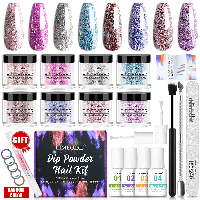Cross-border hot selling nail art dip powder set Dip Powder Nail Kit Nail glitter color box set