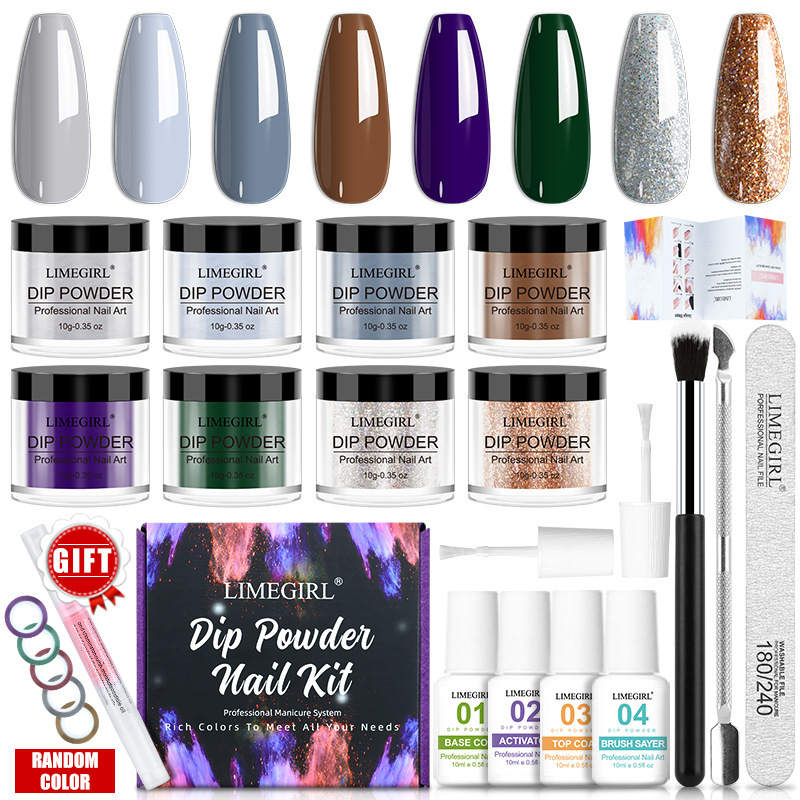 Cross-border hot selling nail art dip powder set Dip Powder Nail Kit Nail glitter color box set