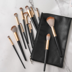 Green Cloud Black 14 Brushes Zipper Bag