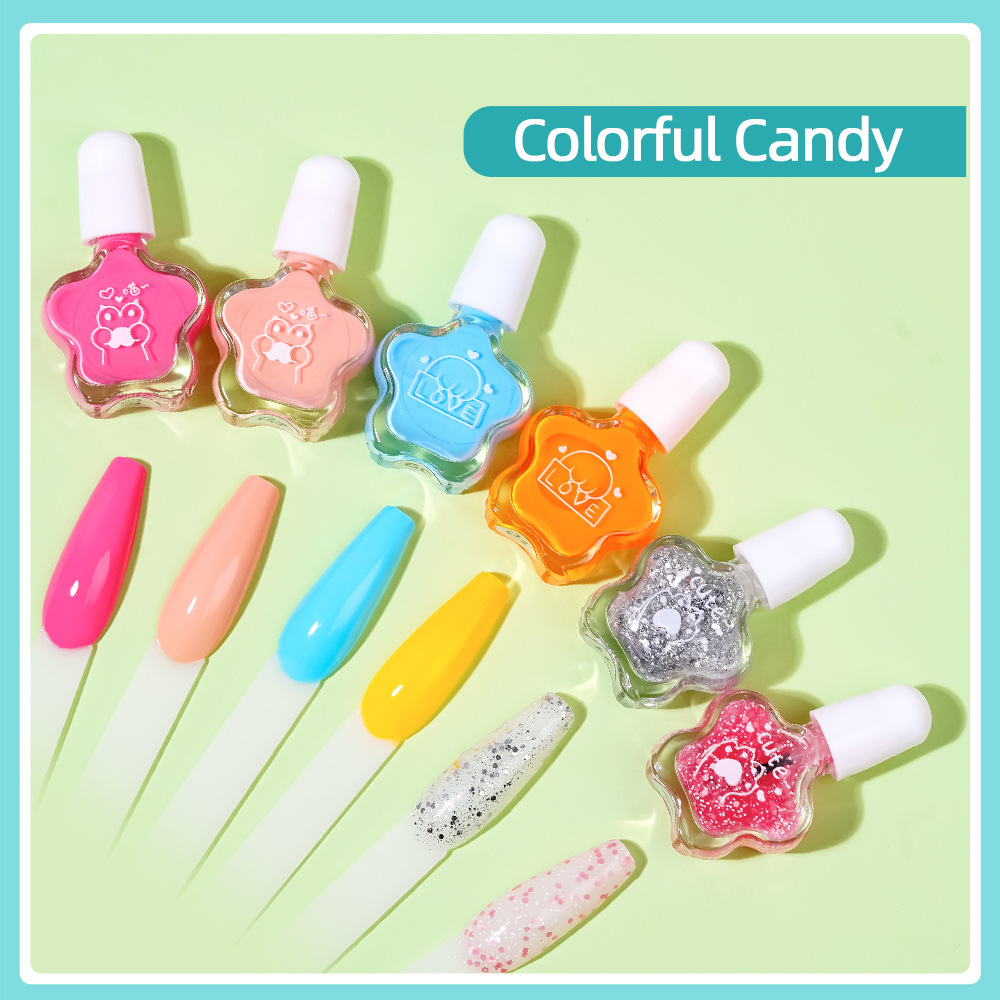 Cartoon water-based nail polish can be peeled and washed plum blossom 12 color set cartoon combination cross-border supply