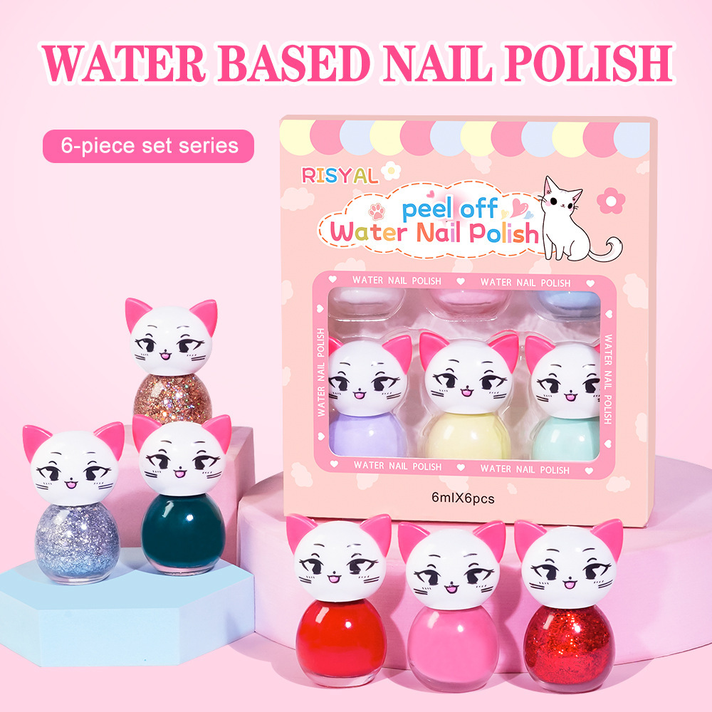 New water-based peelable nail polish, no baking, quick drying, no odor, cute cartoon, can be peeled off, cross-border wholesale