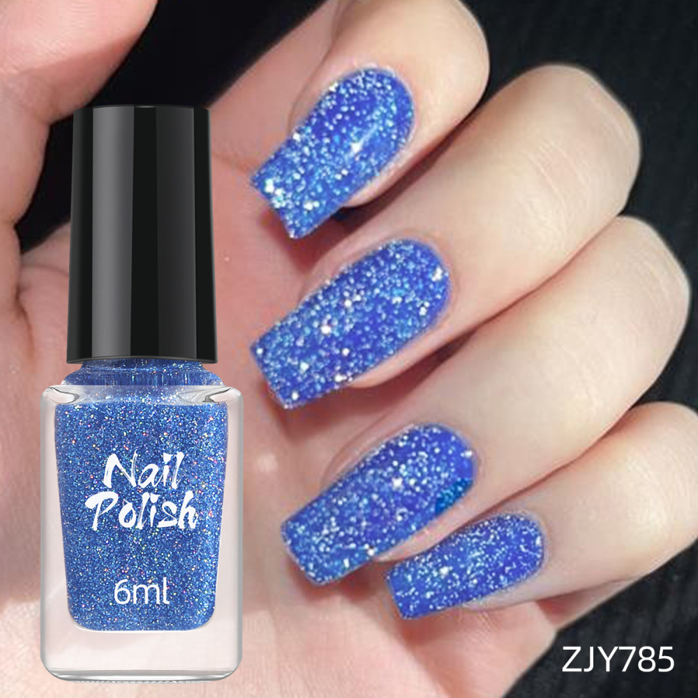 Cross-border no-bake nail polish wholesale water-based quick-drying odorless non-peelable metallic fine glitter popular color nail art decoration