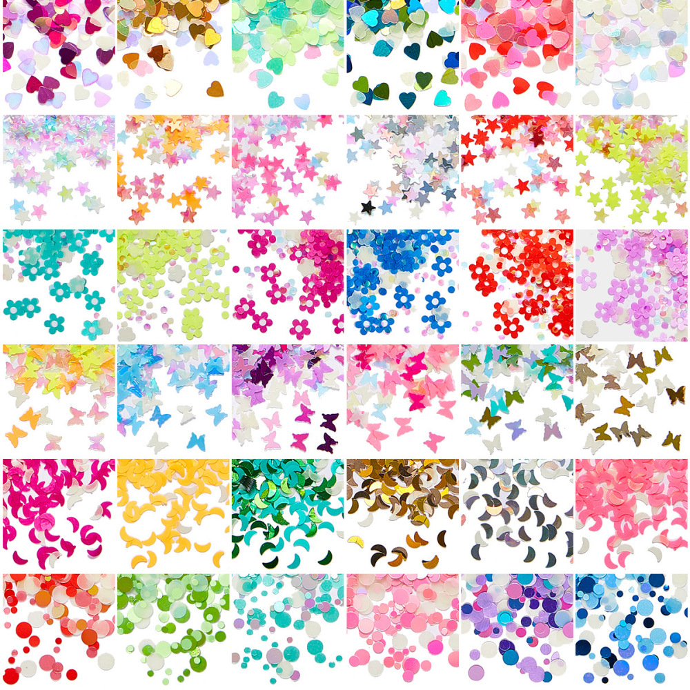 Cross-border luminous powder nail art sequins glitter butterfly five-pointed star heart luminous nail polish nail stickers jewelry diamond