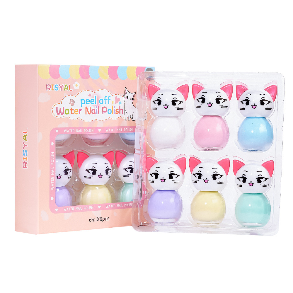 New water-based peelable nail polish, no baking, quick drying, no odor, cute cartoon, can be peeled off, cross-border wholesale