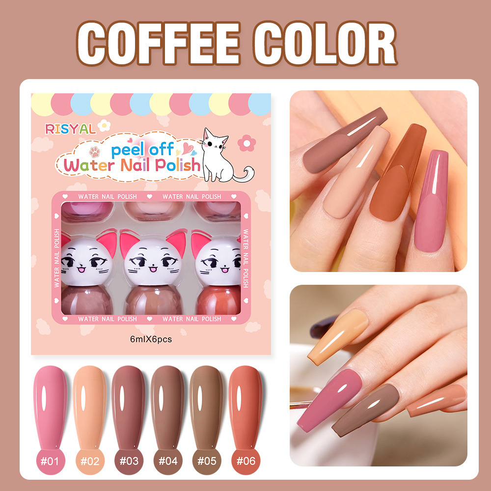 New water-based peelable nail polish, no baking, quick drying, no odor, cute cartoon, can be peeled off, cross-border wholesale