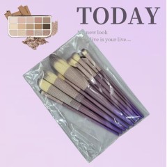 10 milky purple nude brushes OPP bag