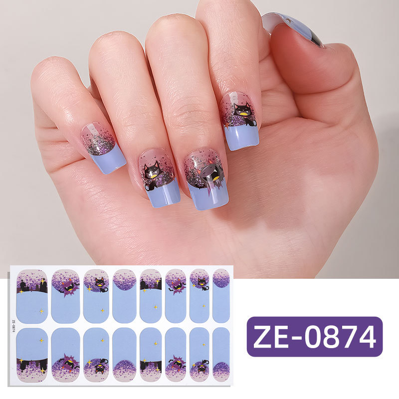 Zhengxiang cross-border new Halloween luminous nail polish film nail stickers spider web ghost dark series European and American nail stickers