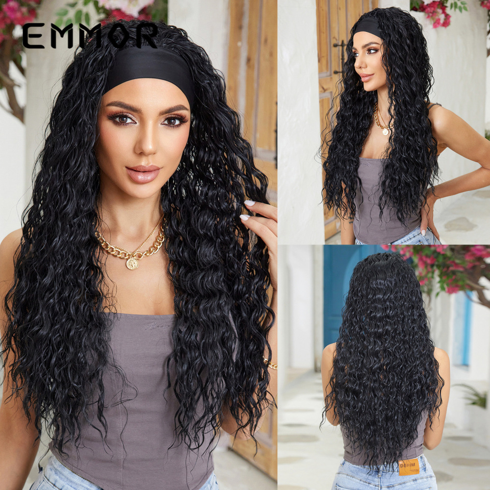 Cross-border European and American style wigs for women with gray hairband Latin American long curly hair fashionable fluffy white full head wigs