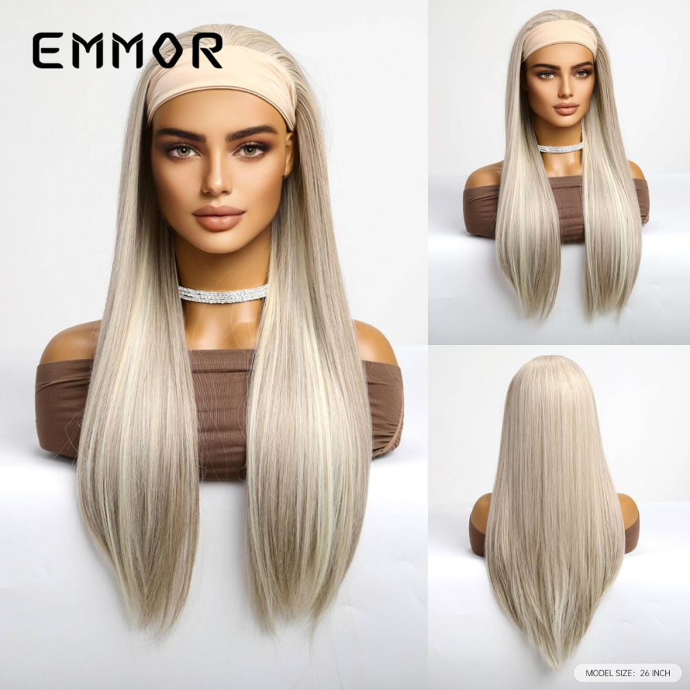 Cross-border European and American style wigs for women with gray hairband Latin American long curly hair fashionable fluffy white full head wigs