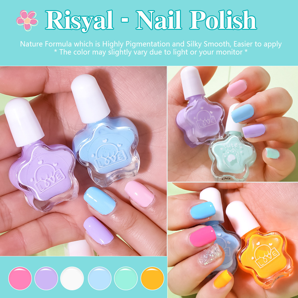 Cartoon water-based nail polish can be peeled and washed plum blossom 12 color set cartoon combination cross-border supply