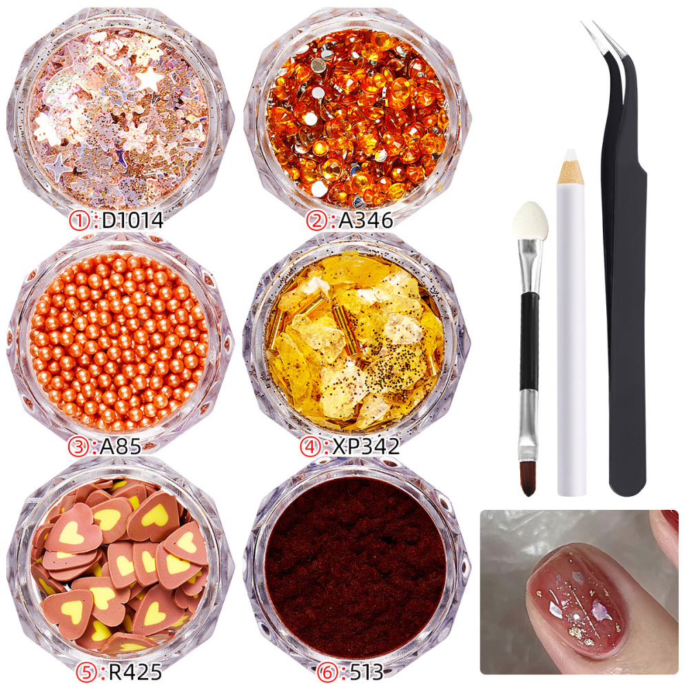 Cross-border hot selling nail art ultra-thin pet material glitter sequins polymer clay silver small steel balls DIY wearable nail accessories batch