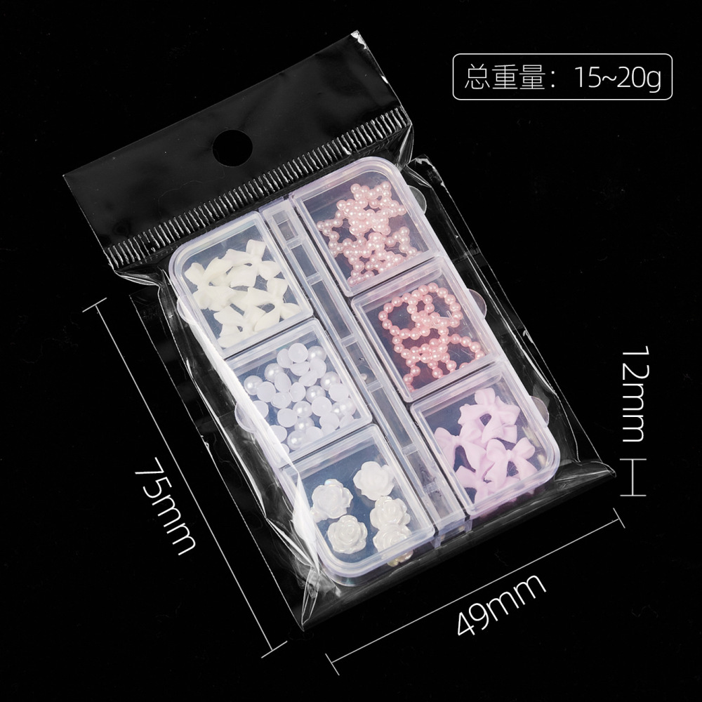 Cross-border hot selling nail resin jewelry set glass diamond flower moonlight pearl bow DIY wearable nail