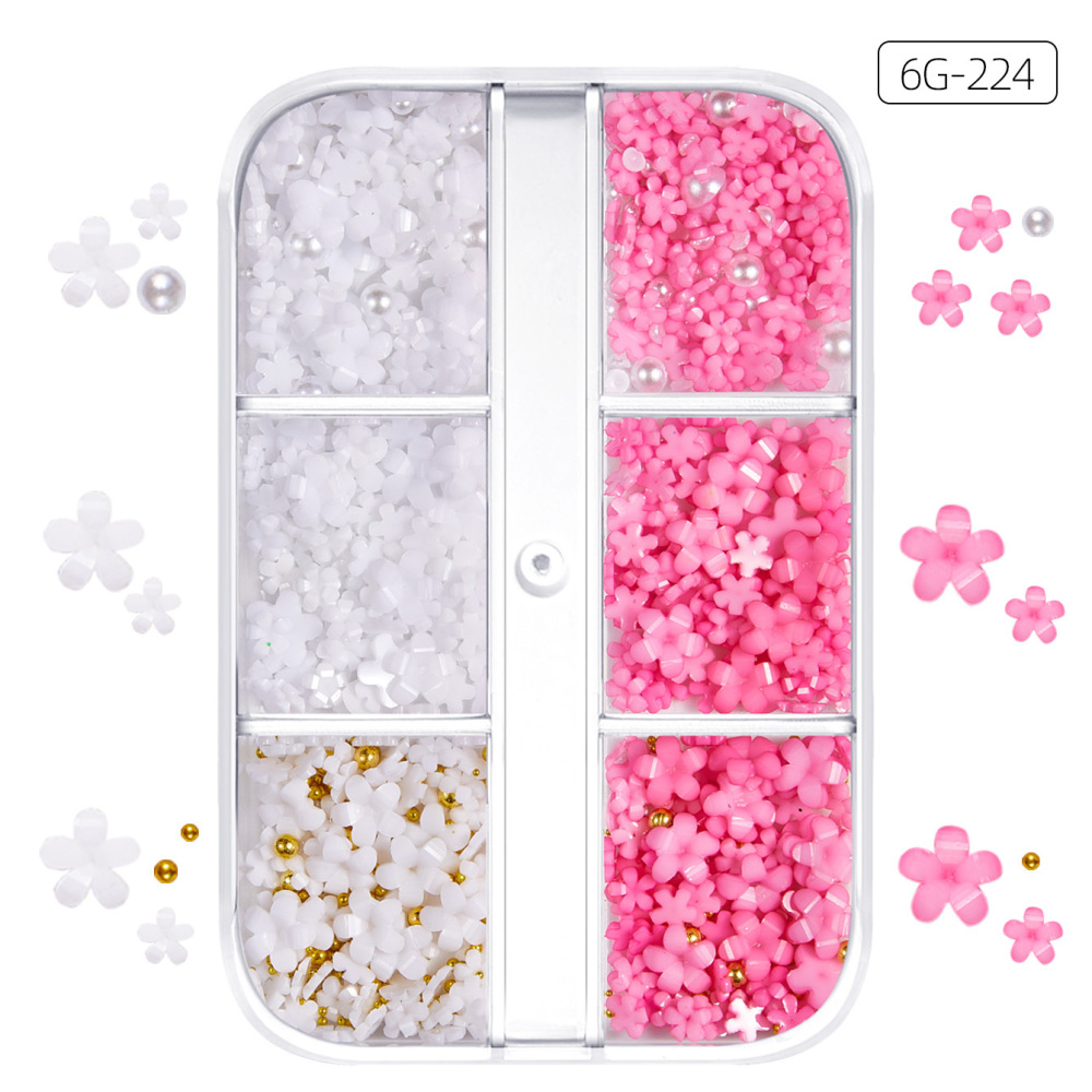 Cross-border hot selling nail resin jewelry set glass diamond flower moonlight pearl bow DIY wearable nail