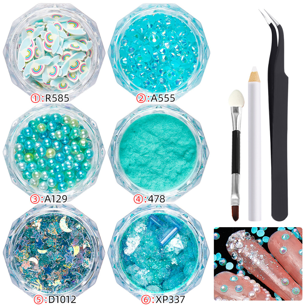Cross-border hot selling nail art ultra-thin pet material glitter sequins polymer clay silver small steel balls DIY wearable nail accessories batch