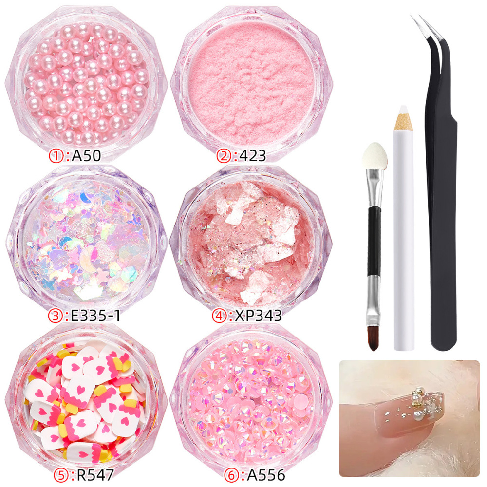 Cross-border hot selling nail art ultra-thin pet material glitter sequins polymer clay silver small steel balls DIY wearable nail accessories batch