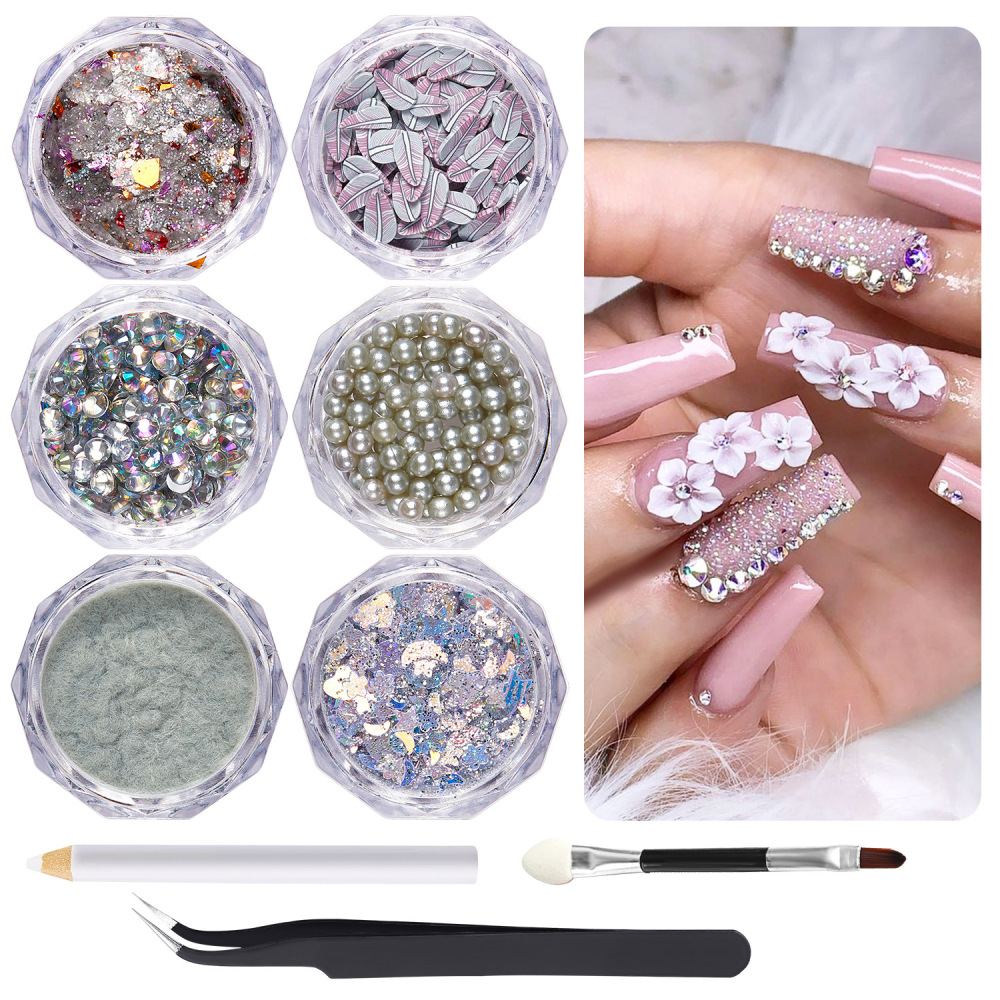 Cross-border hot selling nail art ultra-thin pet material glitter sequins polymer clay silver small steel balls DIY wearable nail accessories batch