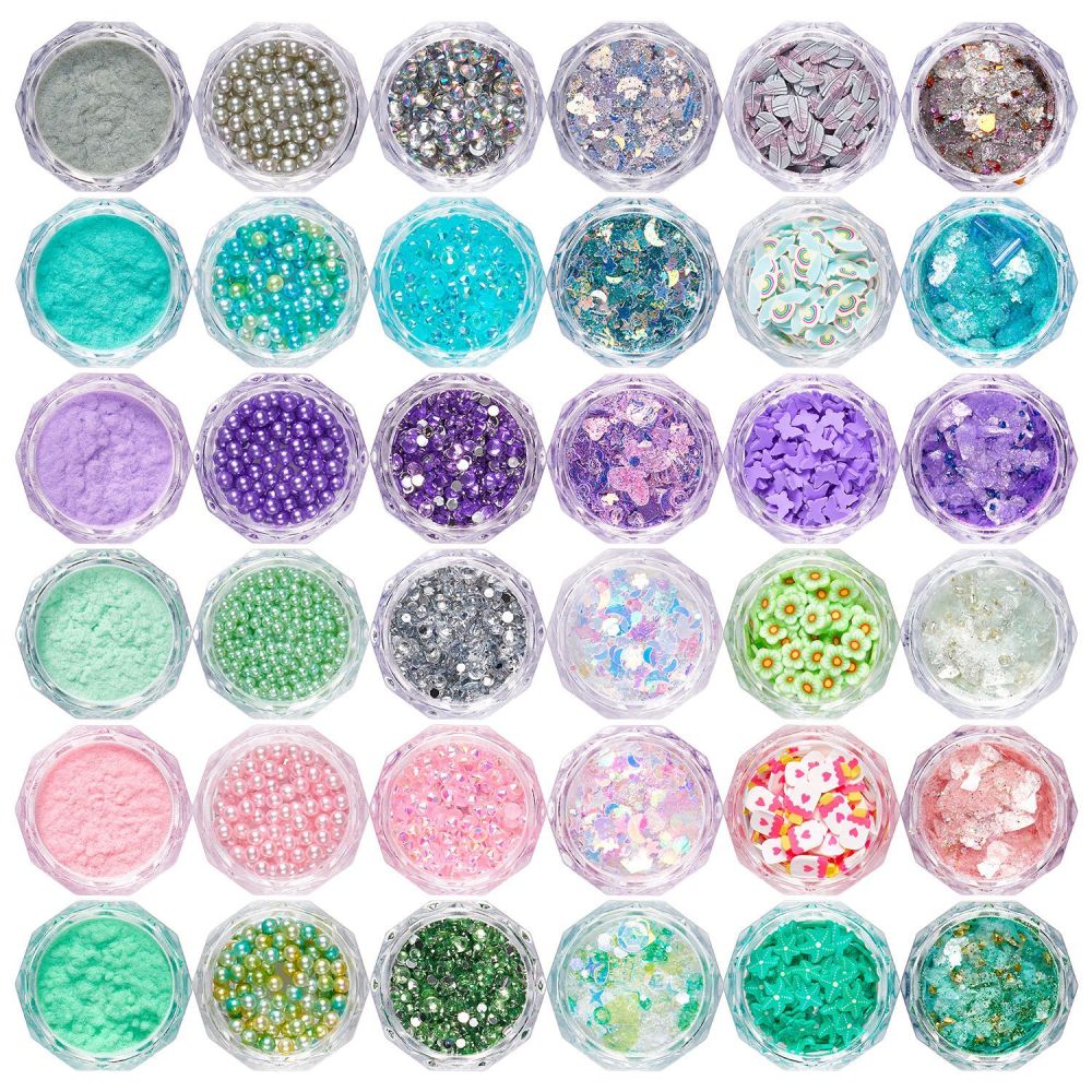 Cross-border hot selling nail art ultra-thin pet material glitter sequins polymer clay silver small steel balls DIY wearable nail accessories batch