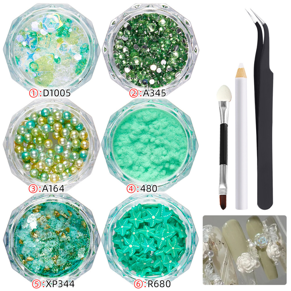 Cross-border hot selling nail art ultra-thin pet material glitter sequins polymer clay silver small steel balls DIY wearable nail accessories batch