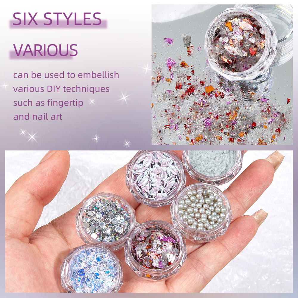 Cross-border hot selling nail art ultra-thin pet material glitter sequins polymer clay silver small steel balls DIY wearable nail accessories batch