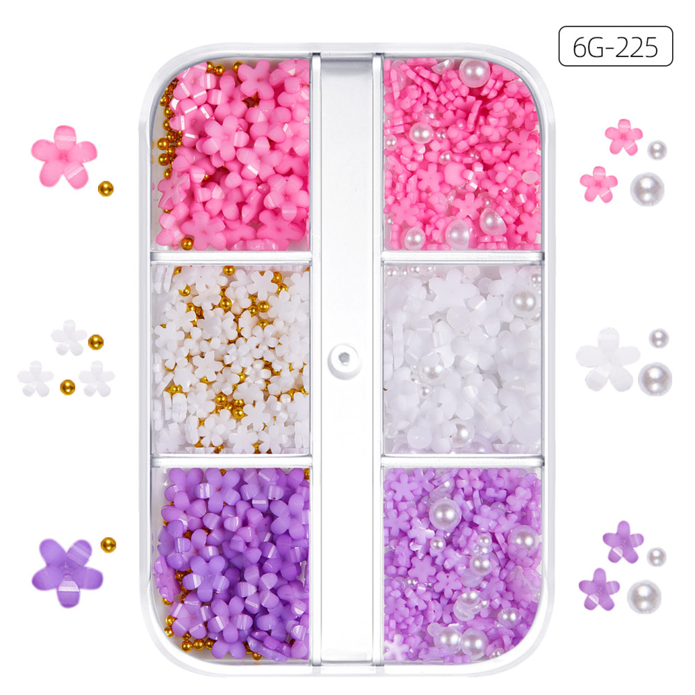 Cross-border hot selling nail resin jewelry set glass diamond flower moonlight pearl bow DIY wearable nail