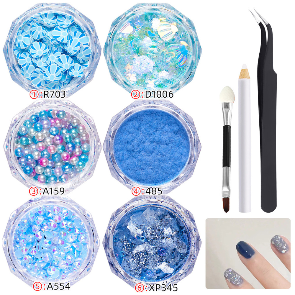 Cross-border hot selling nail art ultra-thin pet material glitter sequins polymer clay silver small steel balls DIY wearable nail accessories batch