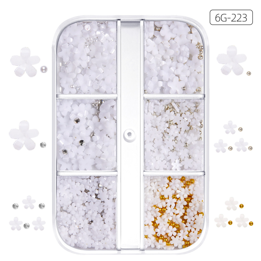 Cross-border hot selling nail resin jewelry set glass diamond flower moonlight pearl bow DIY wearable nail
