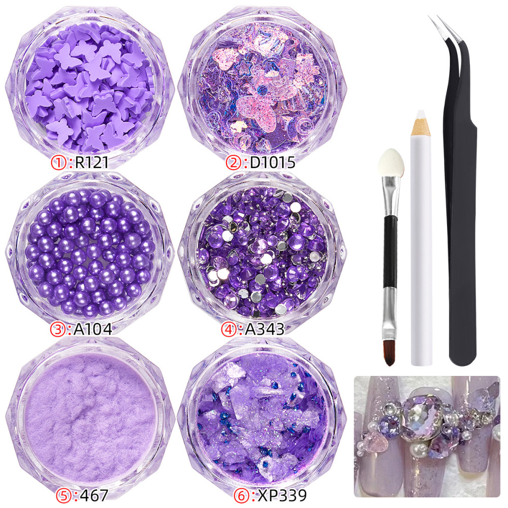 Cross-border hot selling nail art ultra-thin pet material glitter sequins polymer clay silver small steel balls DIY wearable nail accessories batch