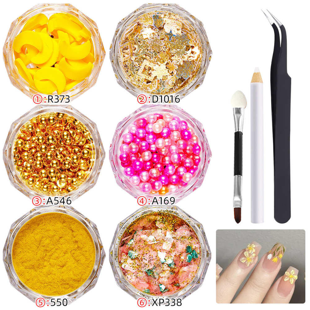 Cross-border hot selling nail art ultra-thin pet material glitter sequins polymer clay silver small steel balls DIY wearable nail accessories batch