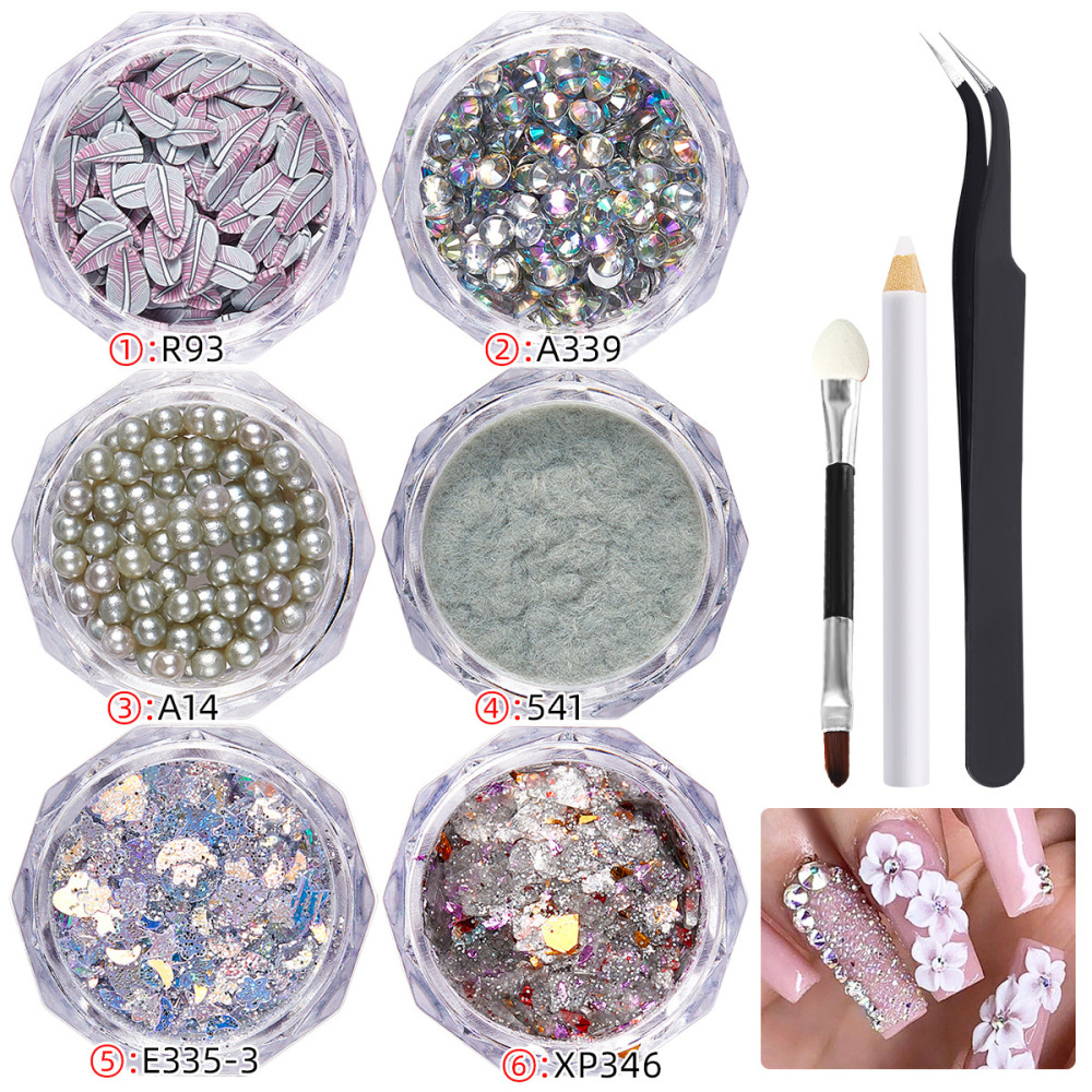 Cross-border hot selling nail art ultra-thin pet material glitter sequins polymer clay silver small steel balls DIY wearable nail accessories batch