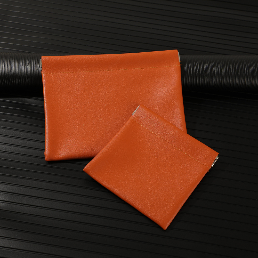 弹片收纳包自动闭合有线耳机收纳袋便携pu硬币包零钱包口红化妆包