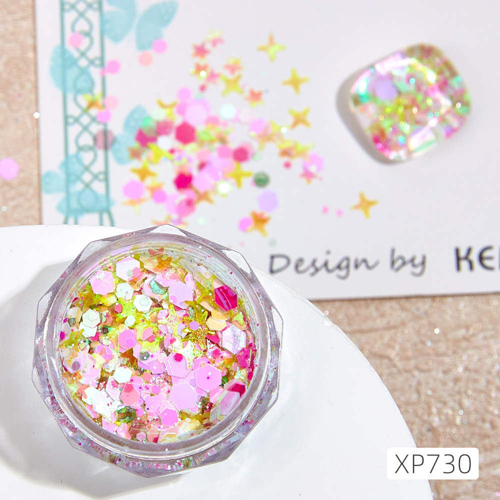 Japanese and Korean INS sweet forest style nail art glitter large sequins super flash fantasy fairy glitter white nail decoration