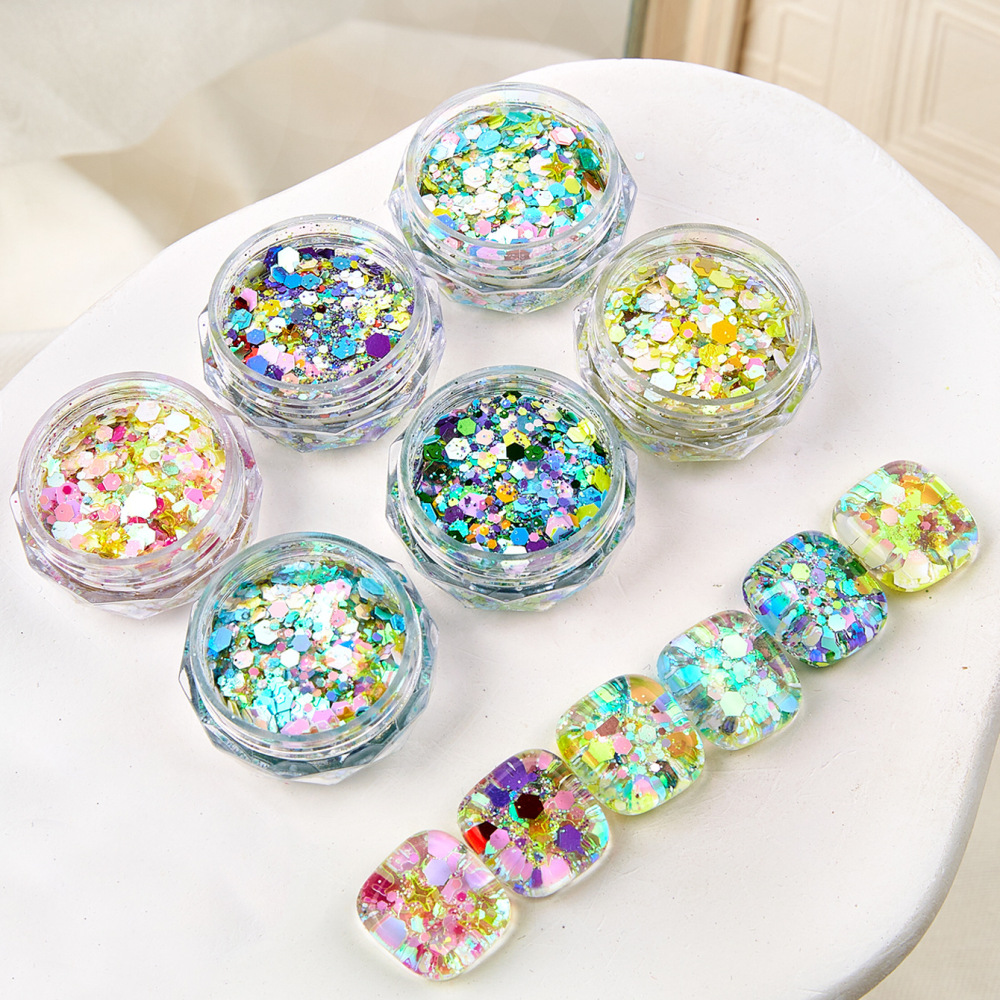 Japanese and Korean INS sweet forest style nail art glitter large sequins super flash fantasy fairy glitter white nail decoration