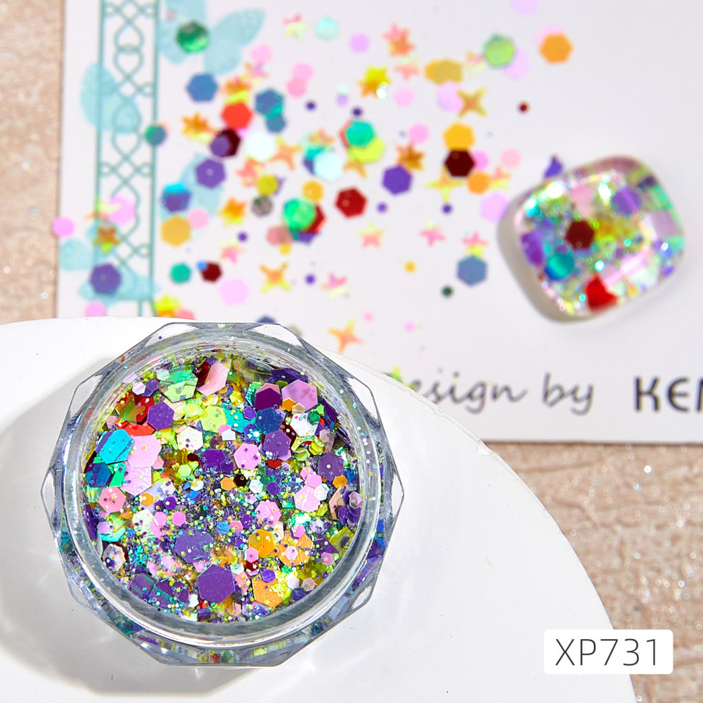 Japanese and Korean INS sweet forest style nail art glitter large sequins super flash fantasy fairy glitter white nail decoration
