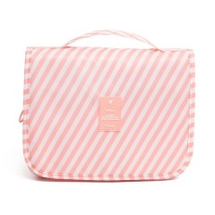Pink stripes hook toiletry bag