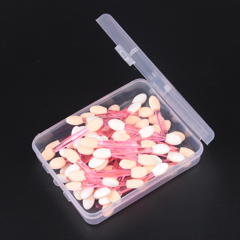 盒装 6.5cm双头眼影刷 乳胶海绵眼影棒眼部化妆刷一次性眼影刷