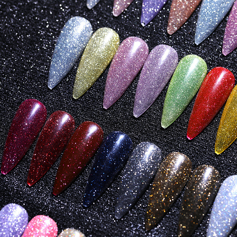 Flash disco broken diamond nail polish glue starry sky glitter sequins laser gradient nail polish glue brilliant top coat phototherapy glue