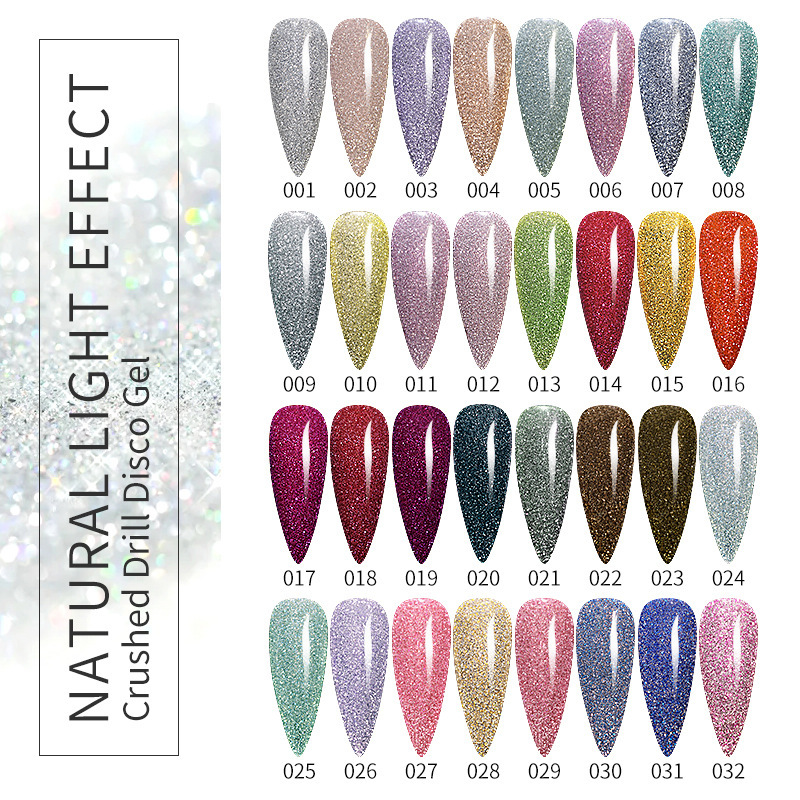 Flash disco broken diamond nail polish glue starry sky glitter sequins laser gradient nail polish glue brilliant top coat phototherapy glue