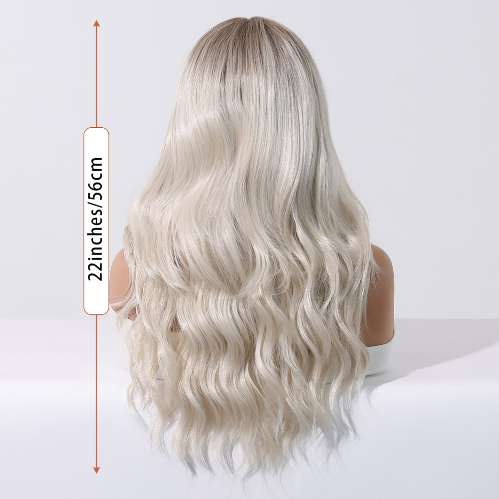 Cross-border grandma gray wig 13*6 large area full hand-woven long curly hair random parting secondary shaping full head cover