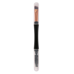 Double-ended eyebrow brush eyelash curler