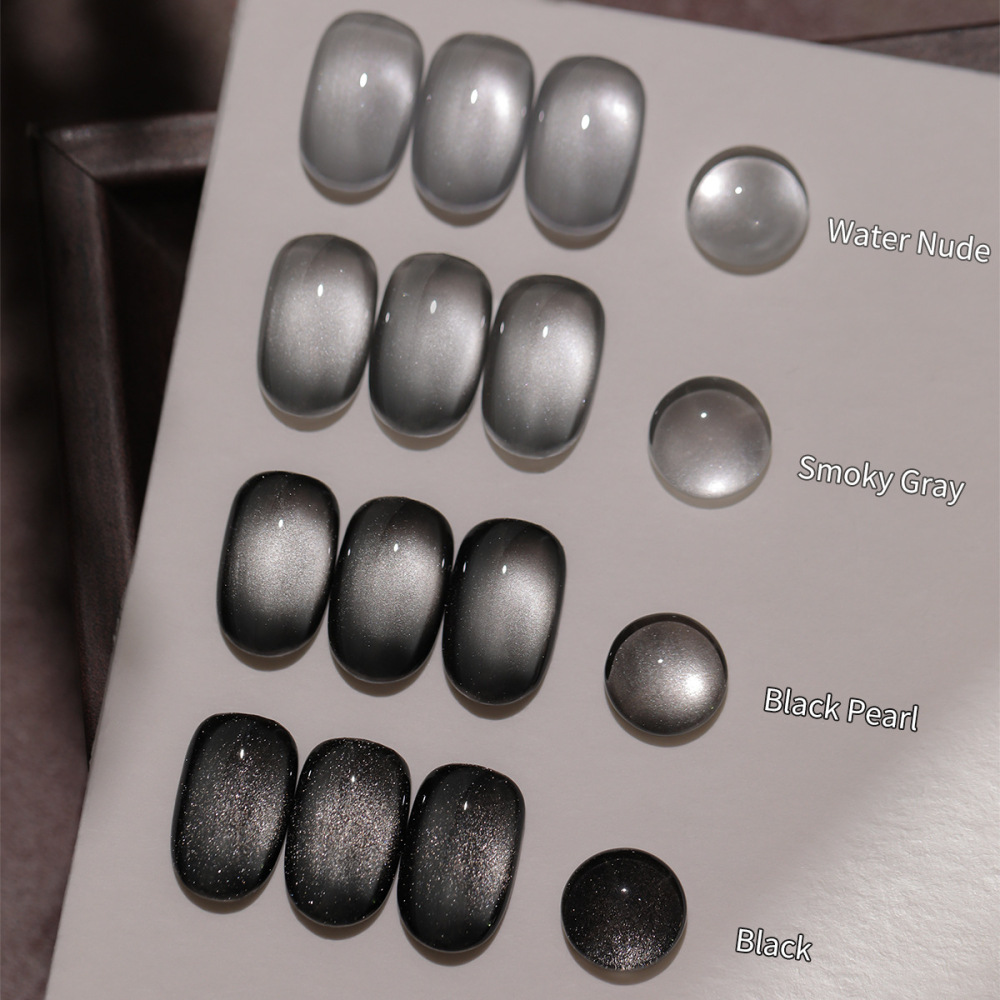 2025 new simple white water black pearl glass beads cat eye nail polish nail salon popular color