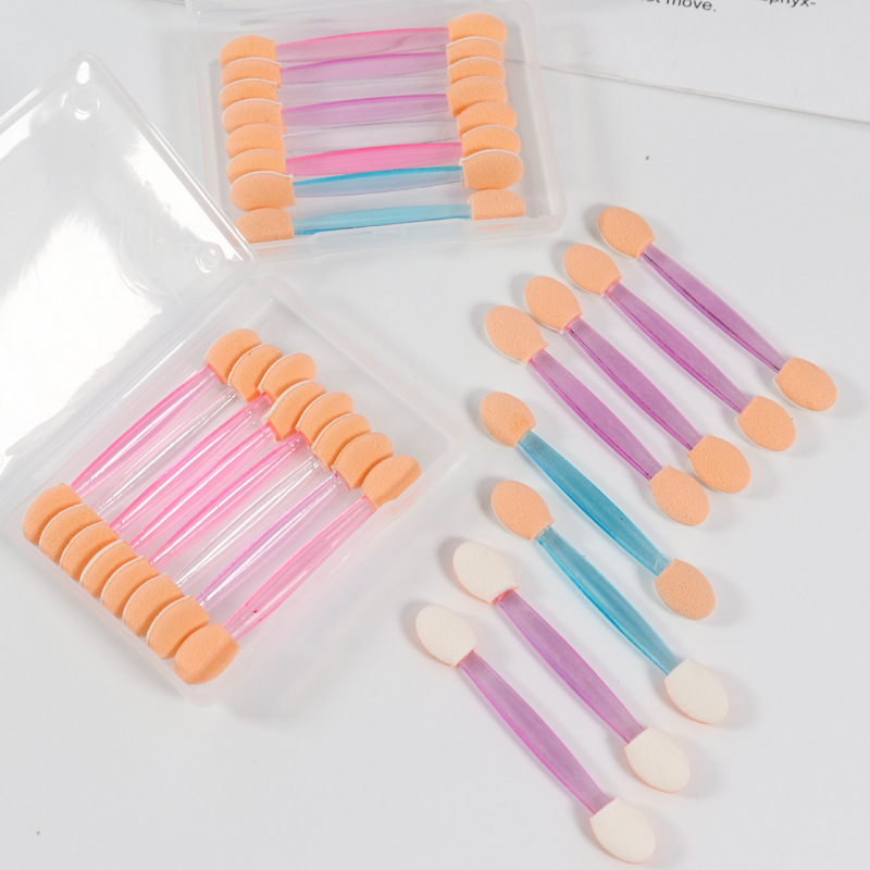 D0363 double-headed eyeshadow stick handle soft sponge eyeshadow brush beginner eyeshadow beauty tool color eyeshadow stick