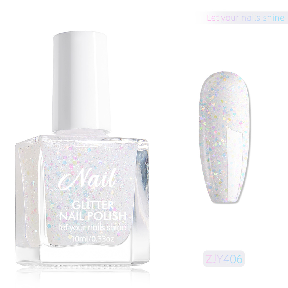 Hot-selling water-based nail polish of the season, no-bake, quick-drying, non-peelable, with glitter and long-lasting embellishments, wholesale available.
