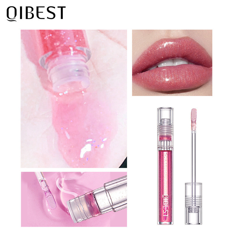 QIBEST Water Gloss Lip Gloss: Moisturizing and hydrating, mirror-like glass lip gloss, natural and three-dimensional, long-lasting, transparent lip color.