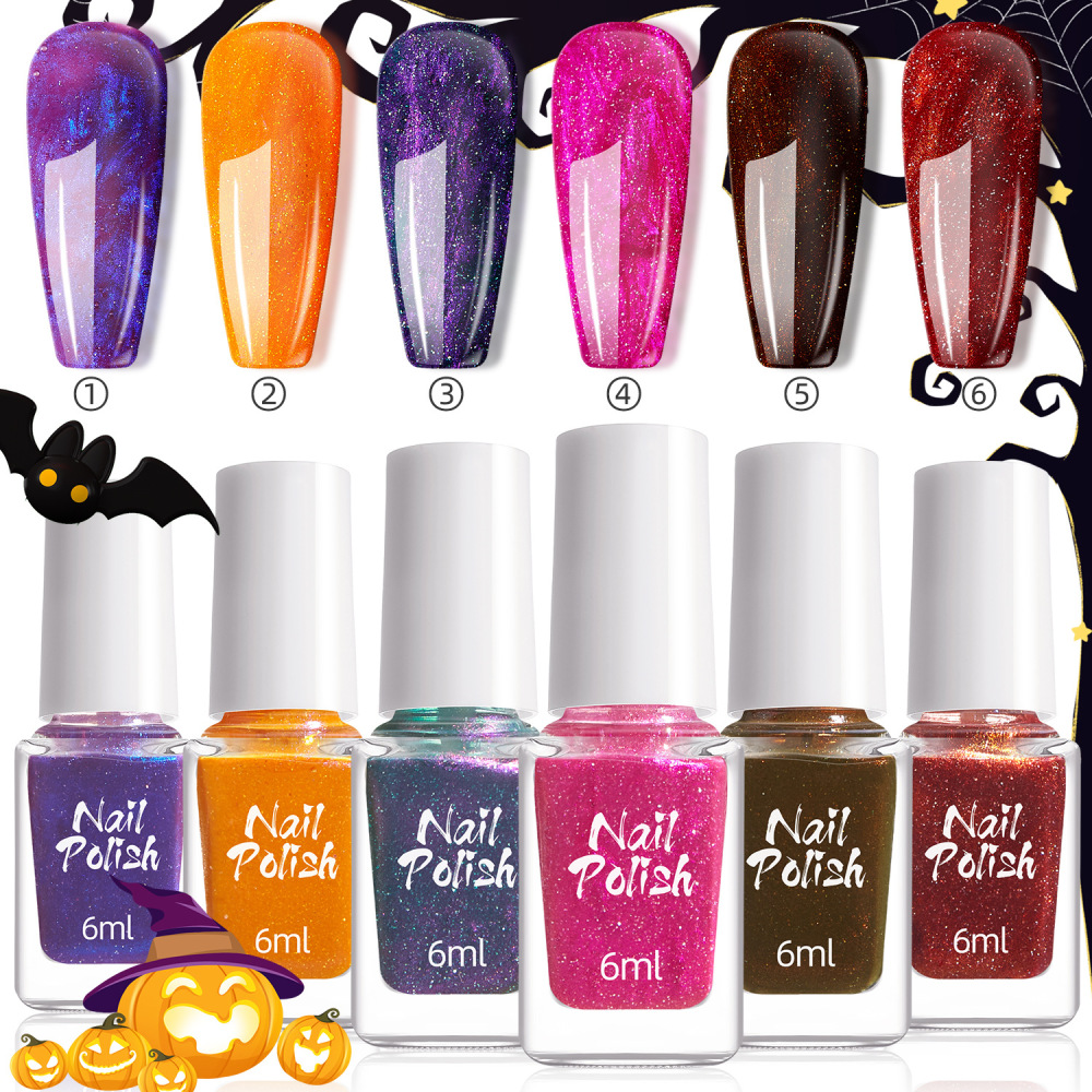 Nail polish for Halloween and Christmas: colorful, dazzling, glittery, trendy, no-bake, water-based, quick-drying, long-lasting.