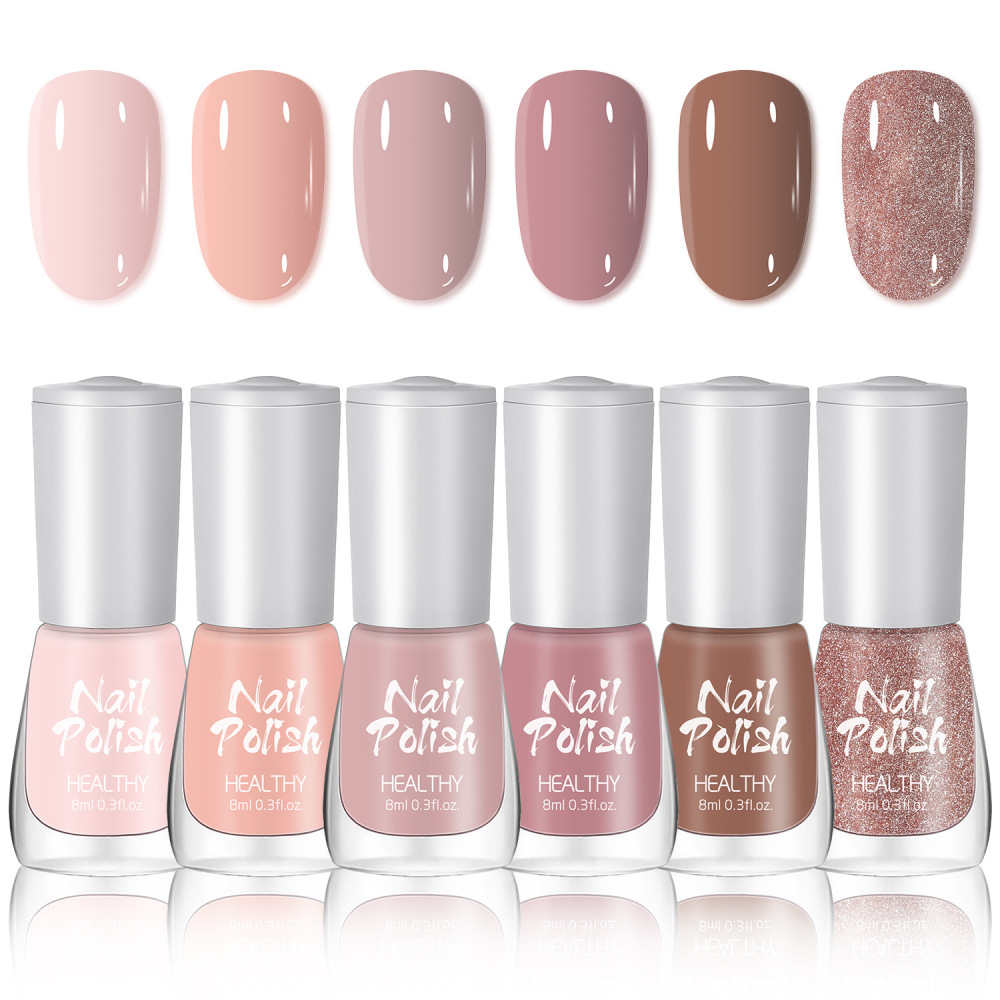 2025 new nail art set water-based no-bake quick-drying long-lasting nude color glitter small set nail polish nail art glitter powder