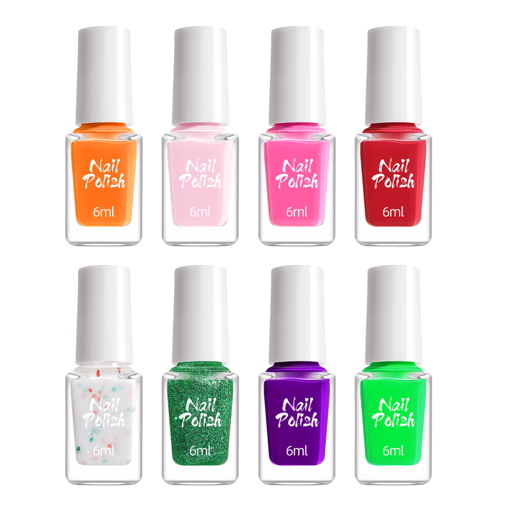 Nail polish for Halloween and Christmas: colorful, dazzling, glittery, trendy, no-bake, water-based, quick-drying, long-lasting.