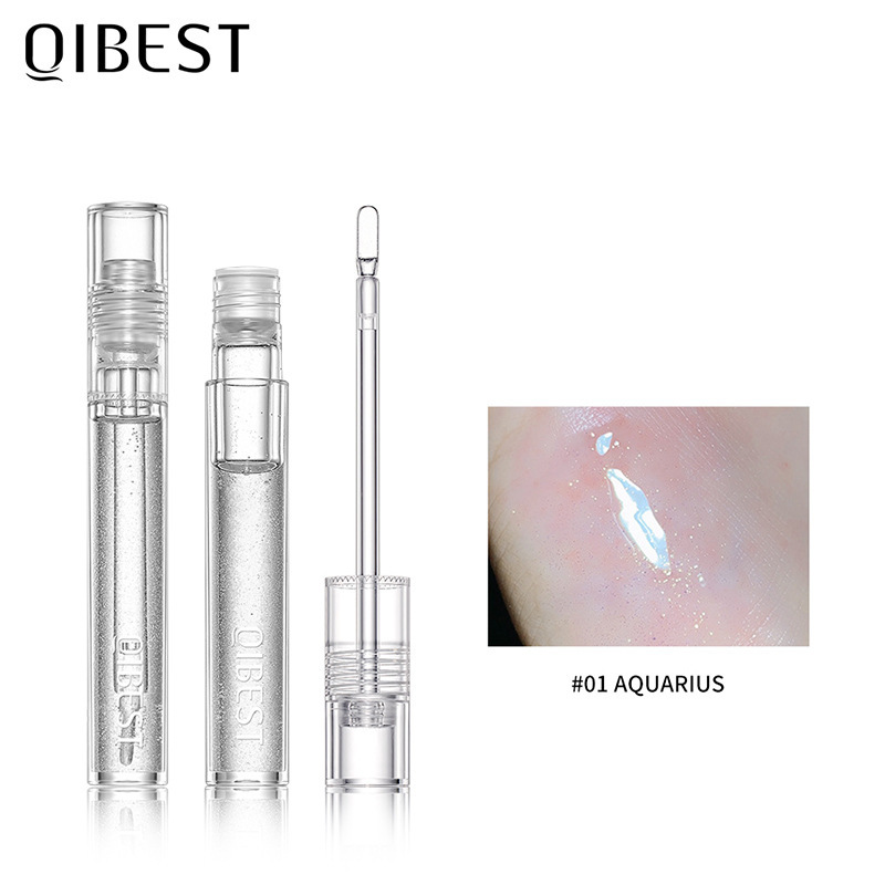 QIBEST Water Gloss Lip Gloss: Moisturizing and hydrating, mirror-like glass lip gloss, natural and three-dimensional, long-lasting, transparent lip color.